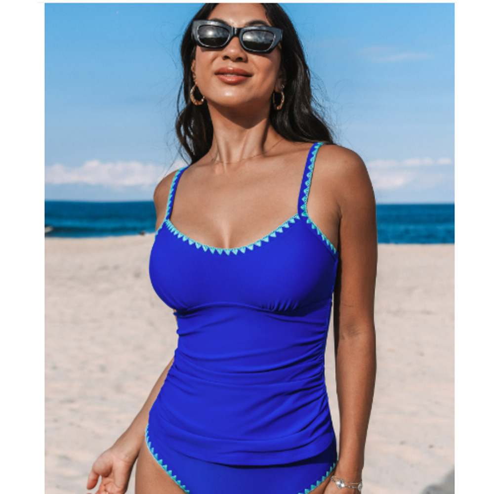 Cupshe Royal Blue Tankini with Teal Trim (top only)